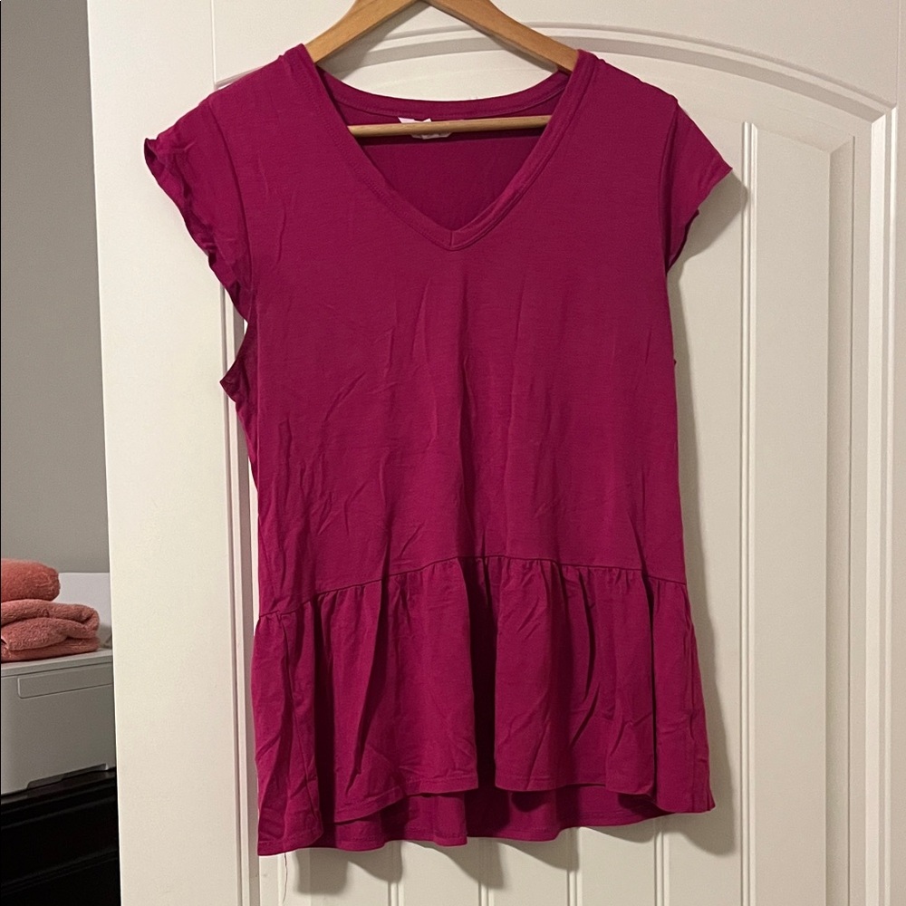 Women's Pink Ruffle Hem Top